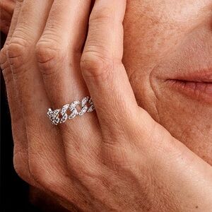 Pandora Pavé Cuban Chain Ring Sterling silver size 7